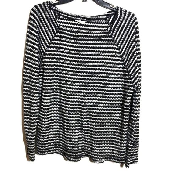 Caslon Women's Black and White Striped Sweater - Size Small Lightweight Preppy - Picture 1 of 5